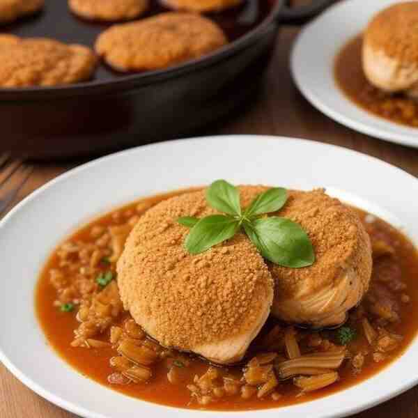 Тушеная курица с большим количеством лука